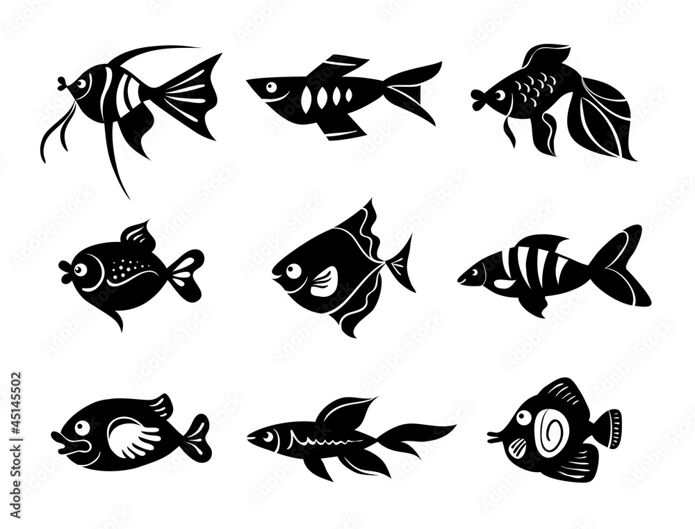 Naklejka premium Fishes icon set