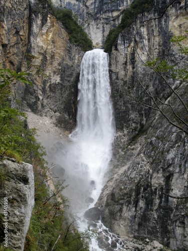 Boka Waterfall near Bovec in Julian Alps in Slovenia