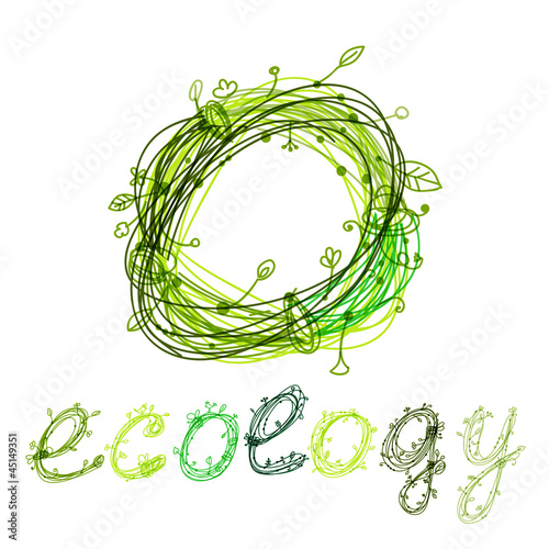 Green ecology concept, hand drawn design