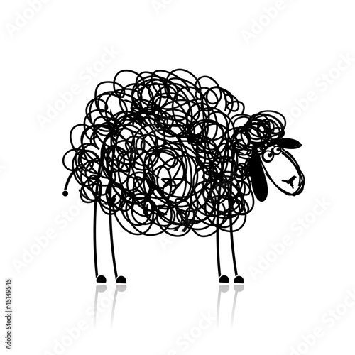 Funny black sheep, sketch for your design