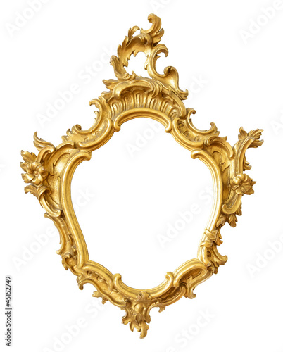 Gold vintage frame isolated on white background