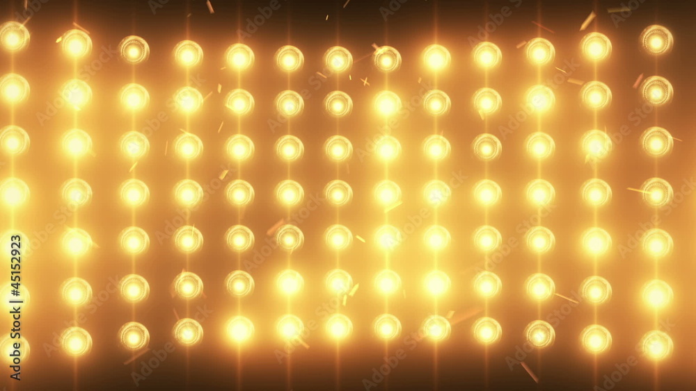Bright flood lights background with particles and glow