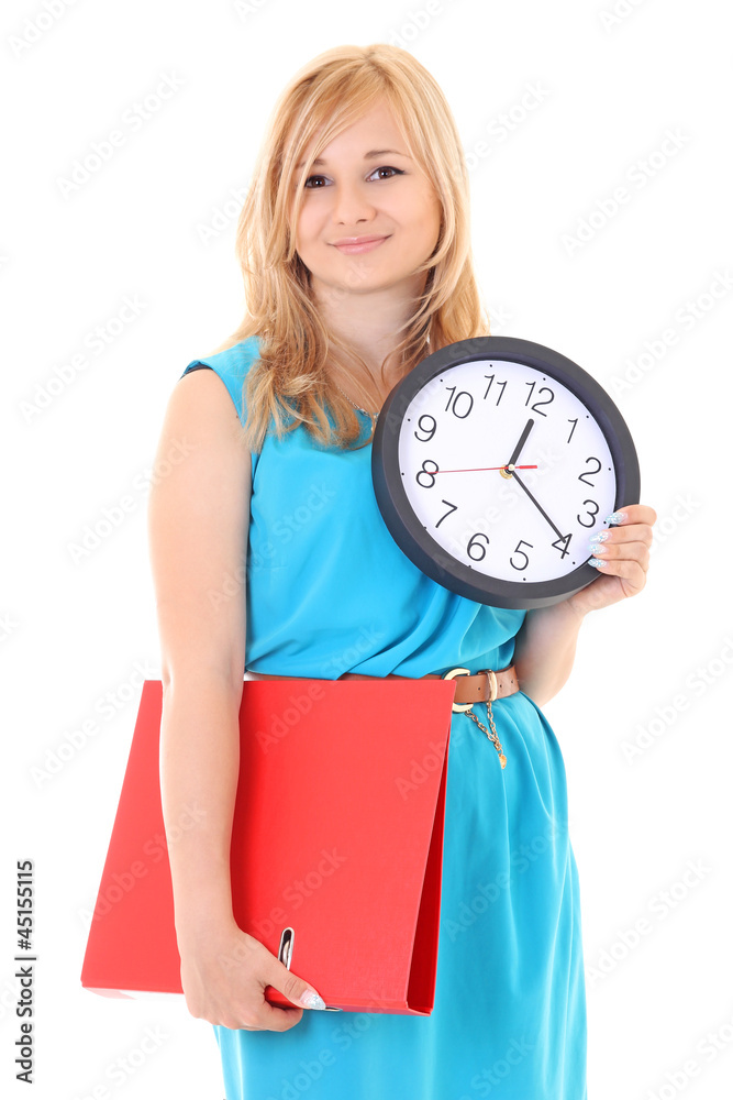 Fototapeta premium beautiful woman with the clock