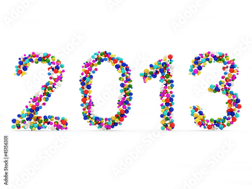 2013 Made From Colorful Balls isolated on white background