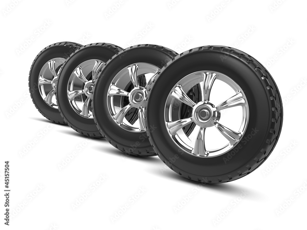 Obraz premium 3d Set of car wheels and tyres