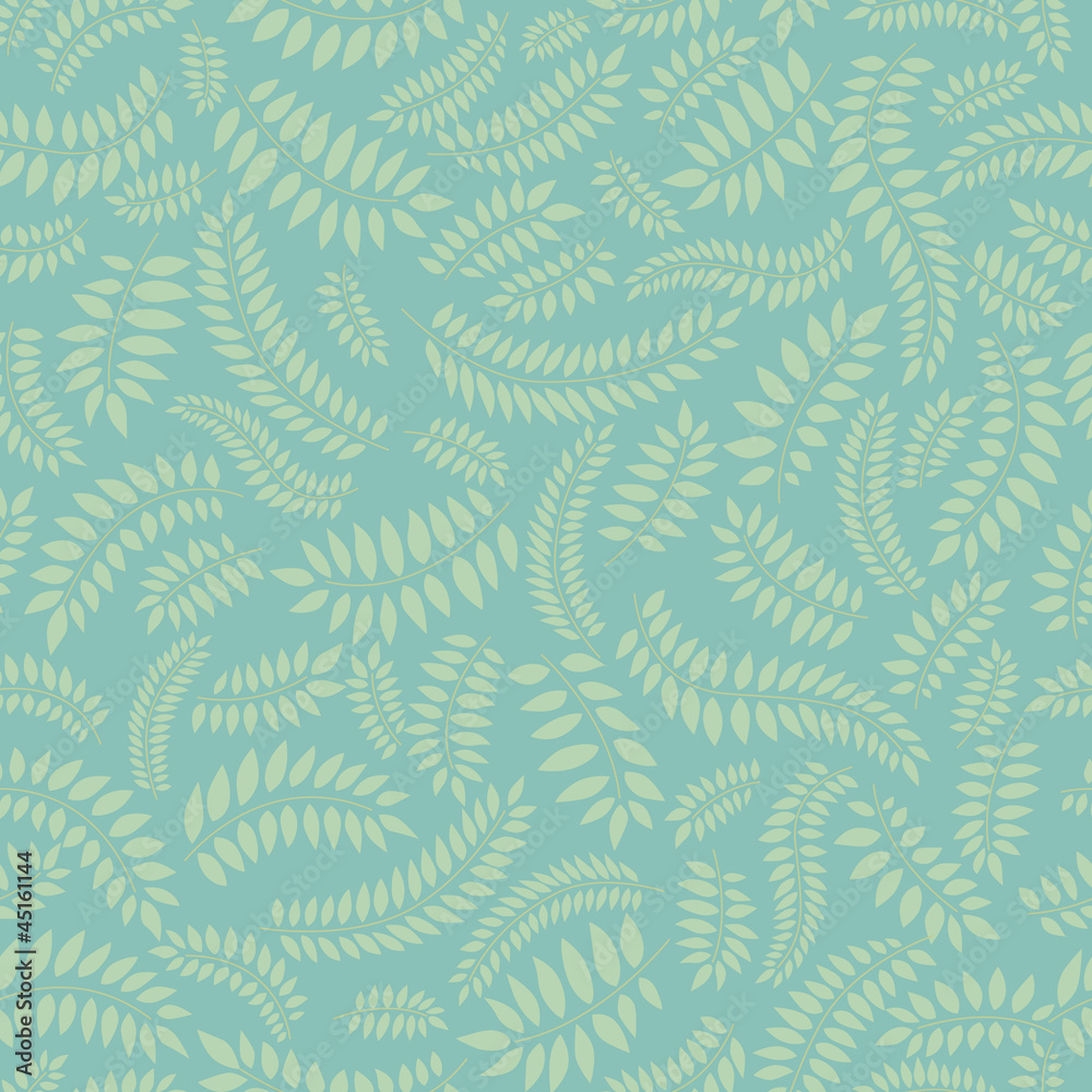 Leaves seamless pattern on green background