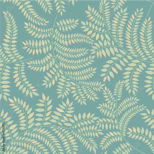 Leaves seamless pattern on green background