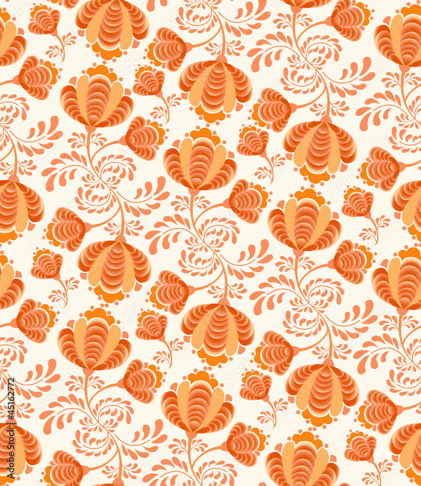 floral seamless pattern with flowers on white in russian style floral seamless pattern with flowers on white in russian style