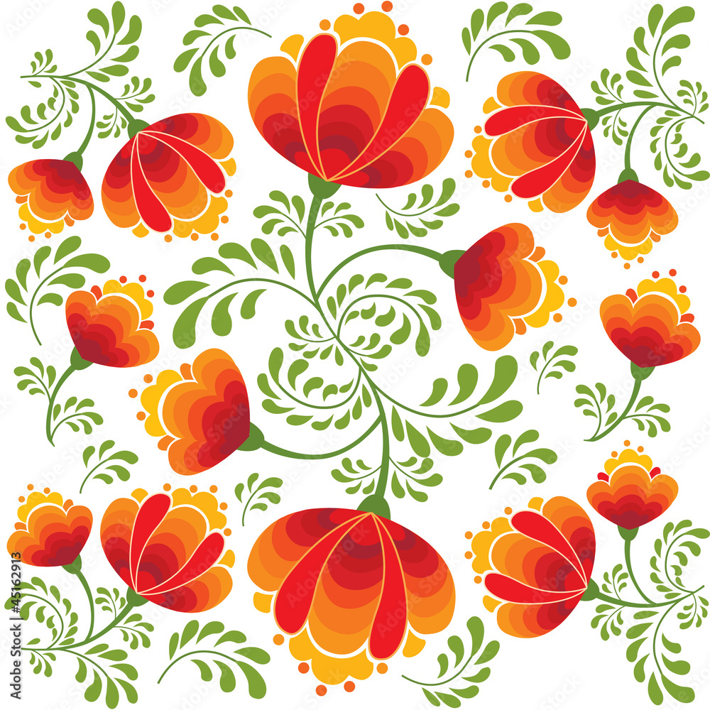 floral seamless pattern with flowers on white in russian style floral seamless pattern with flowers on white in russian style