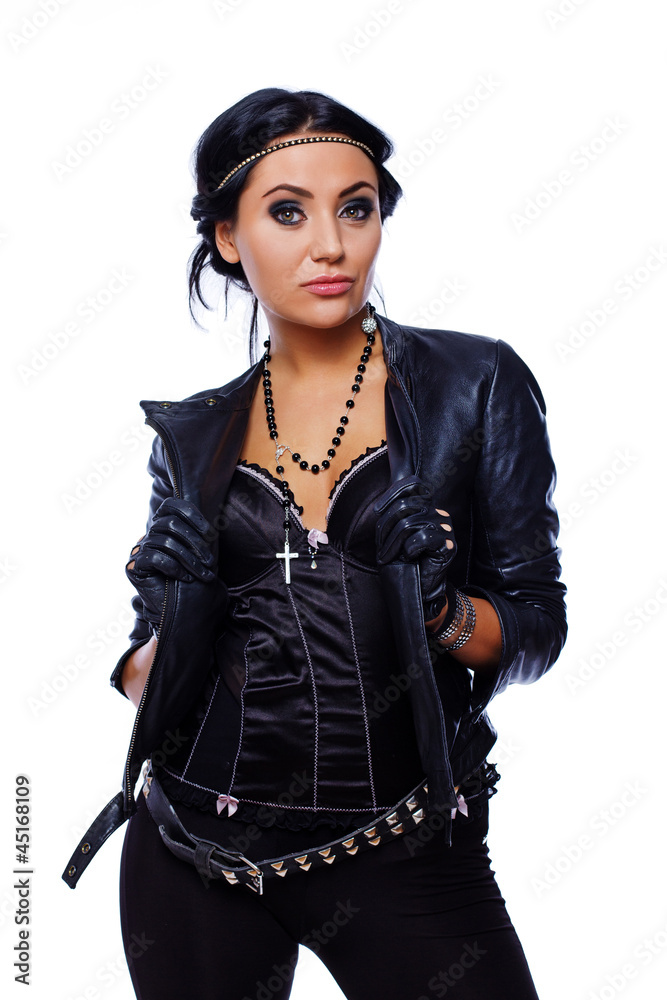 Portrait of beautiful girl posing on white background Portrait of beautiful girl posing on white background