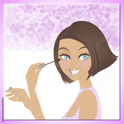 Beauty applying mascara
