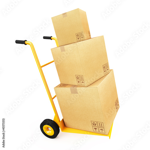 Cardboard on handcart