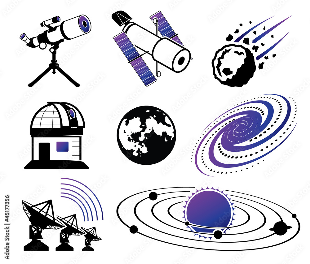 Fototapeta premium Astronautics and Space Icons