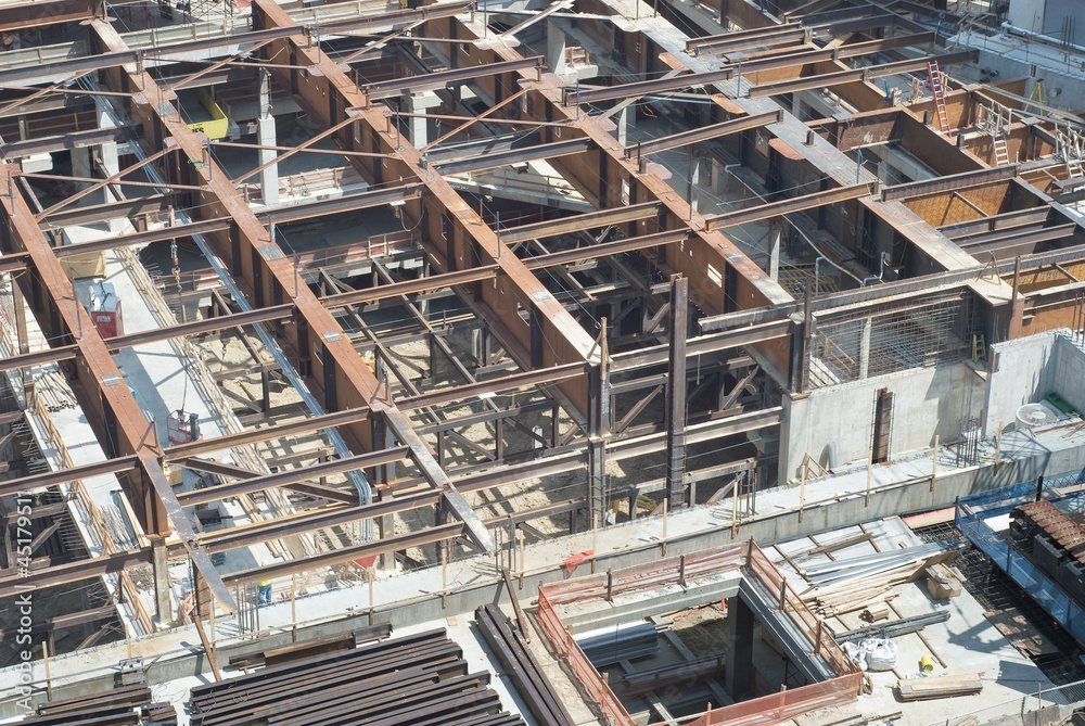 Construction Site with Steel Girders