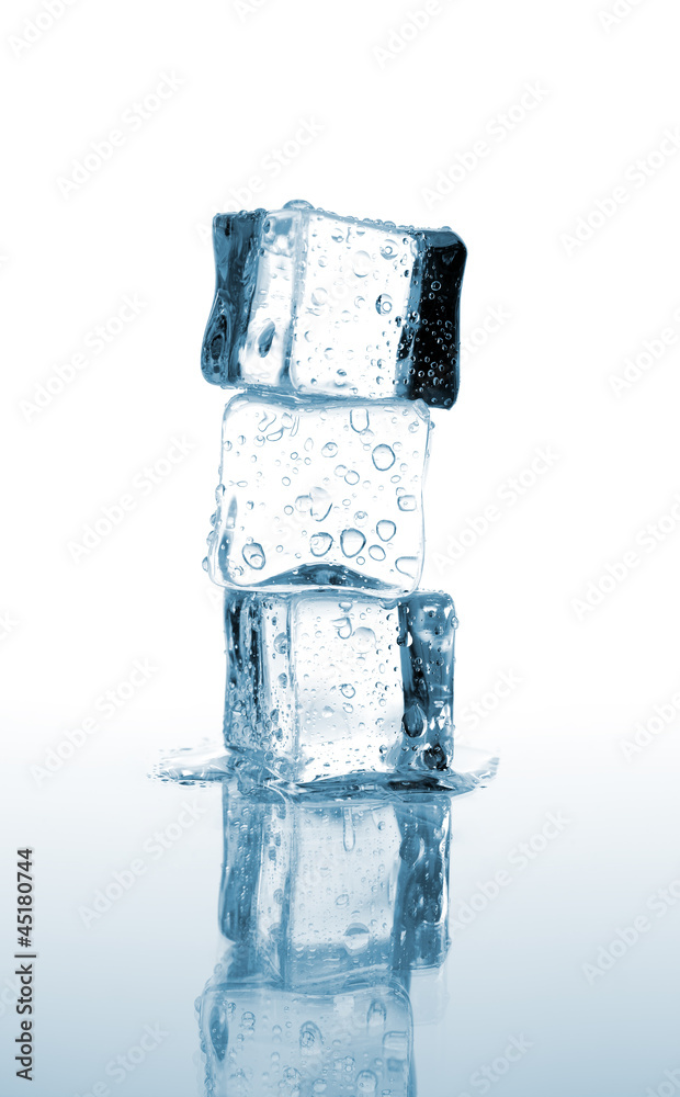 Three ice cubes stacked Three ice cubes stacked
