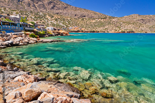 Fototapeta Naklejka Na Ścianę i Meble -  Turquise water of Mirabello bay in Plaka town on Crete, Greece