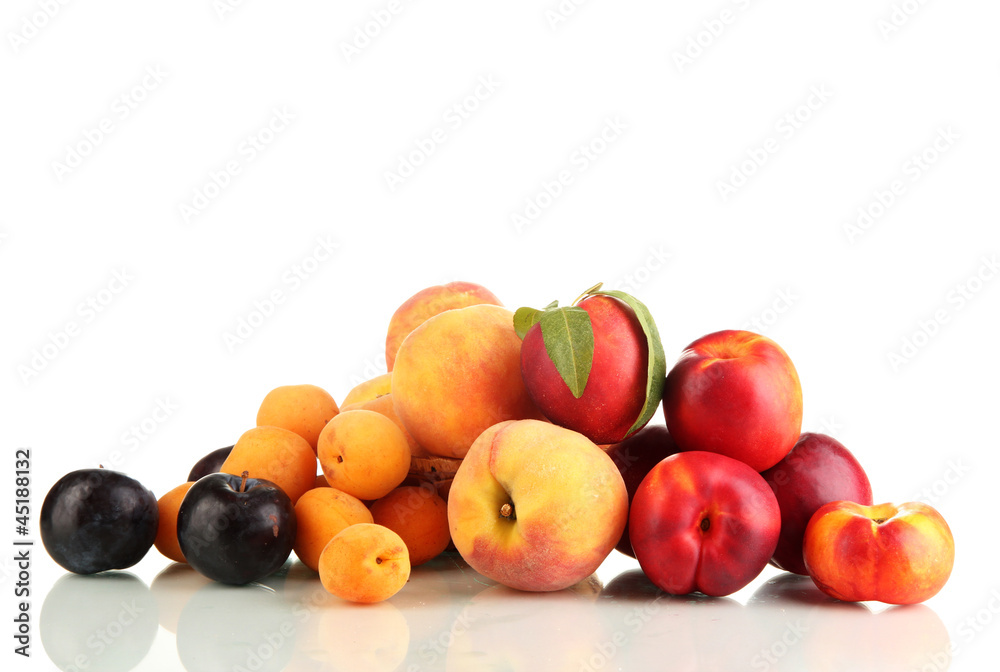Ripe fruit and berries isolated on white Ripe fruit and berries isolated on white