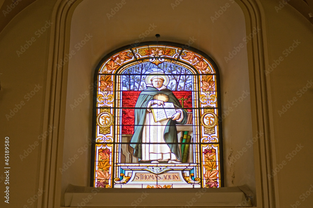 St Thomas Aquinas, stained glass