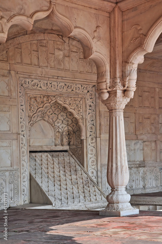 A marble pavilion with cascading stream in the Red Fort