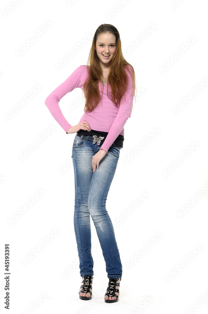 casual woman smiling isolated over a white casual woman smiling isolated over a white