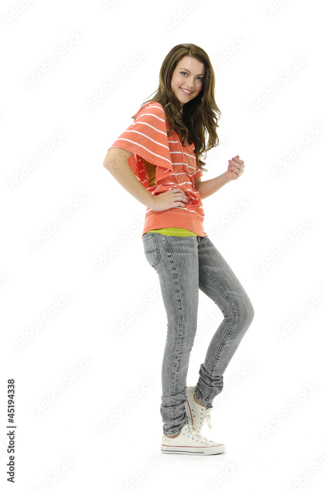 casual woman smiling isolated over a white casual woman smiling isolated over a white
