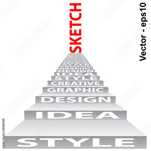 High resolution conceptual 3D stair whith text