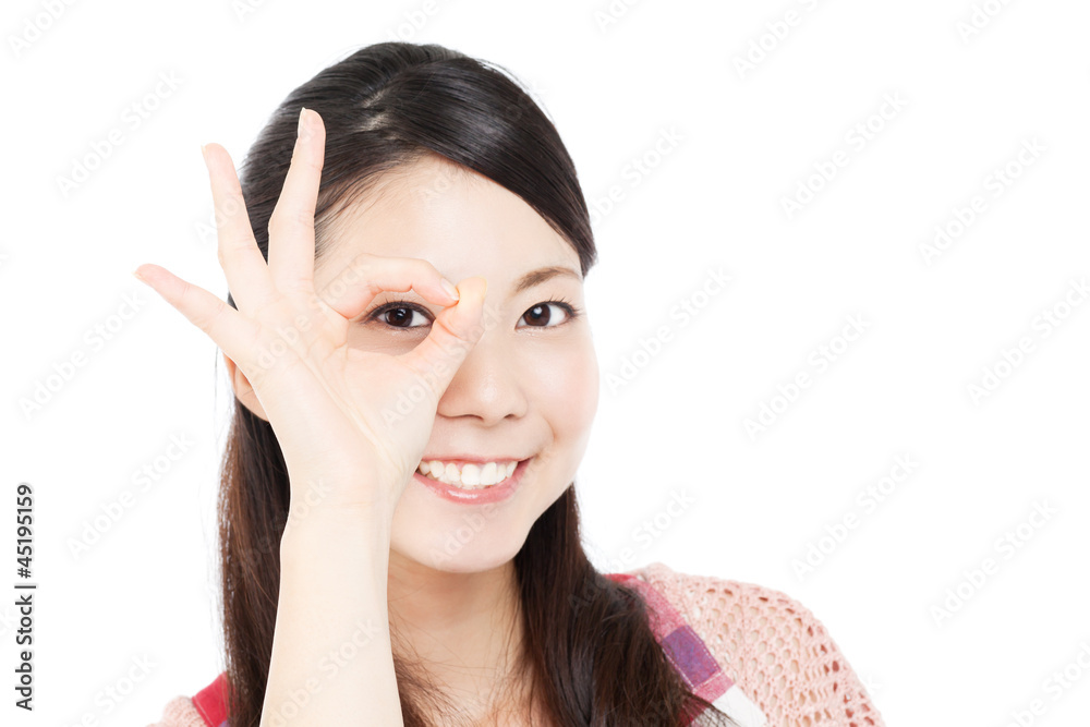 Beautiful young woman wearing an apron. Portrait of asian. Beautiful young woman wearing an apron. Portrait of asian.
