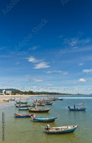 Hua- Hin beach. and boat 