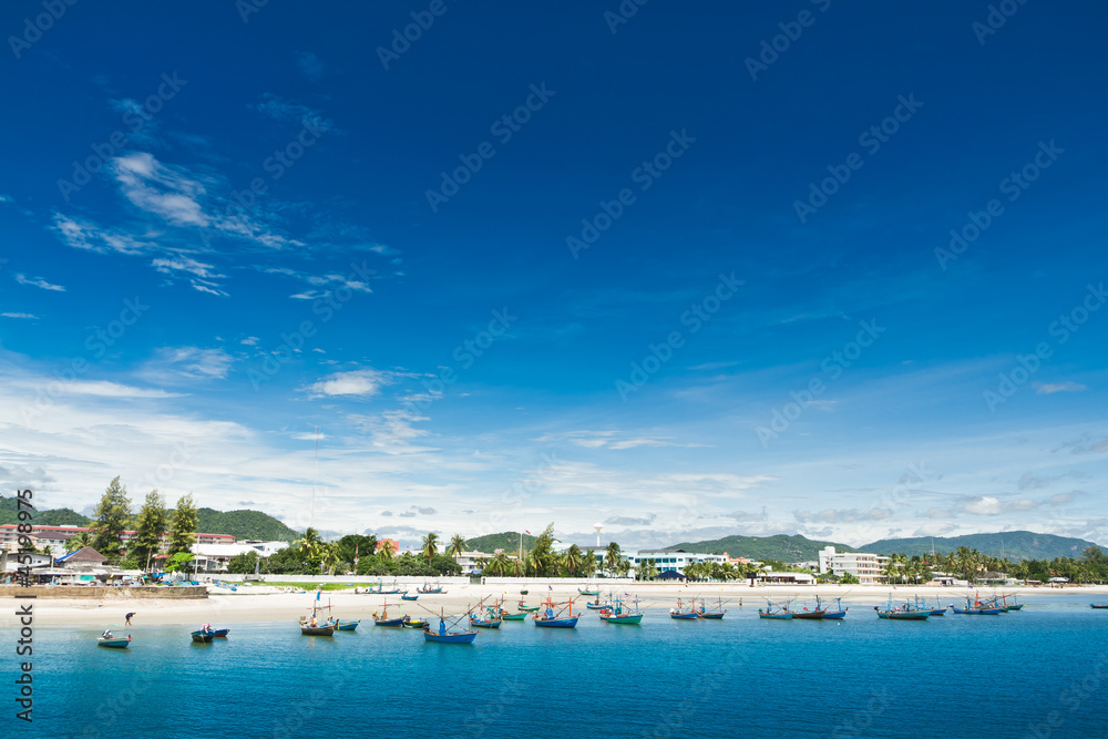 Hua- Hin beach. and boat,