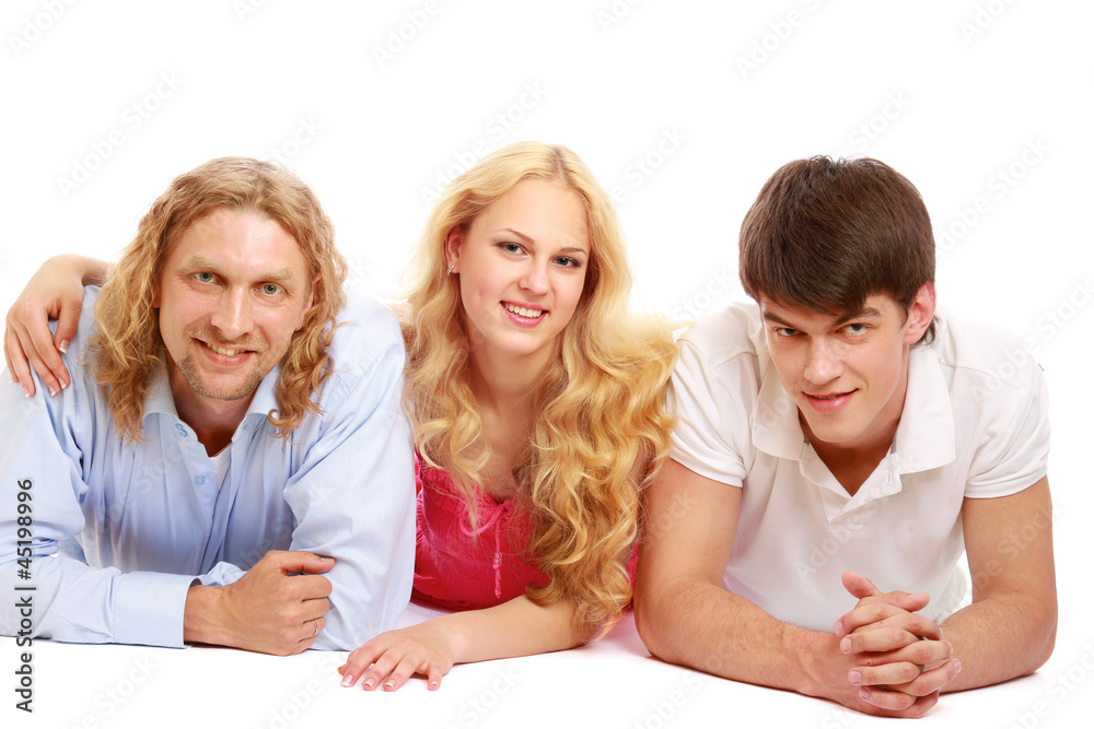 A group of happy young people, isolated on white A group of happy young people, isolated on white