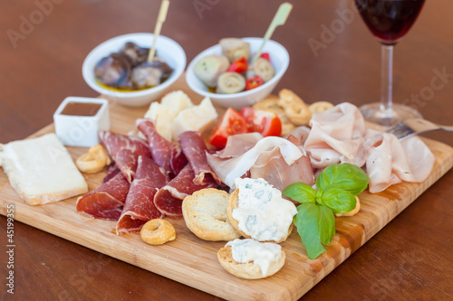 Italian food on chopping board