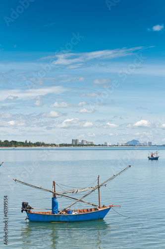 Hua- Hin beach. and boat 