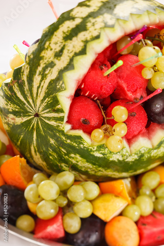 fruit salad in watermelon