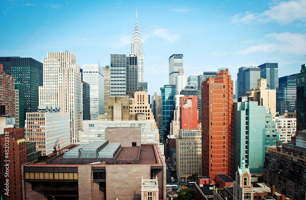 Naklejka premium New York City Manhattan skyline view with Chrysler building