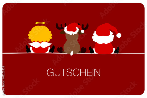 Gutschein Santa, Angel & Reindeer rot