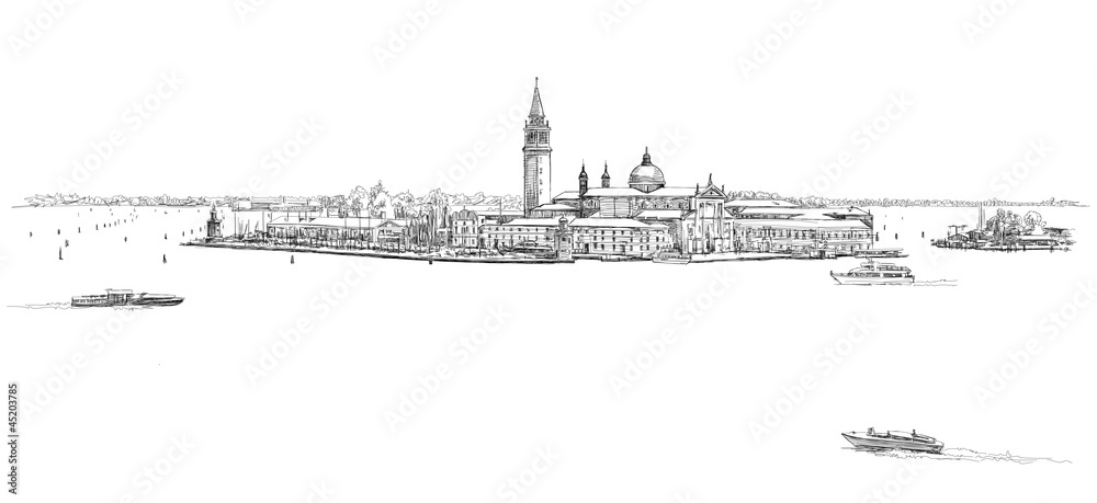 Venice - Island of San Giorgio Maggiore. Vector drawing Venice - Island of San Giorgio Maggiore. Vector drawing