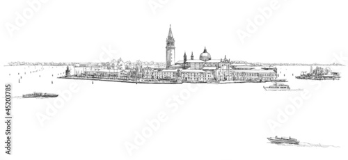 Venice - Island of San Giorgio Maggiore. Vector drawing