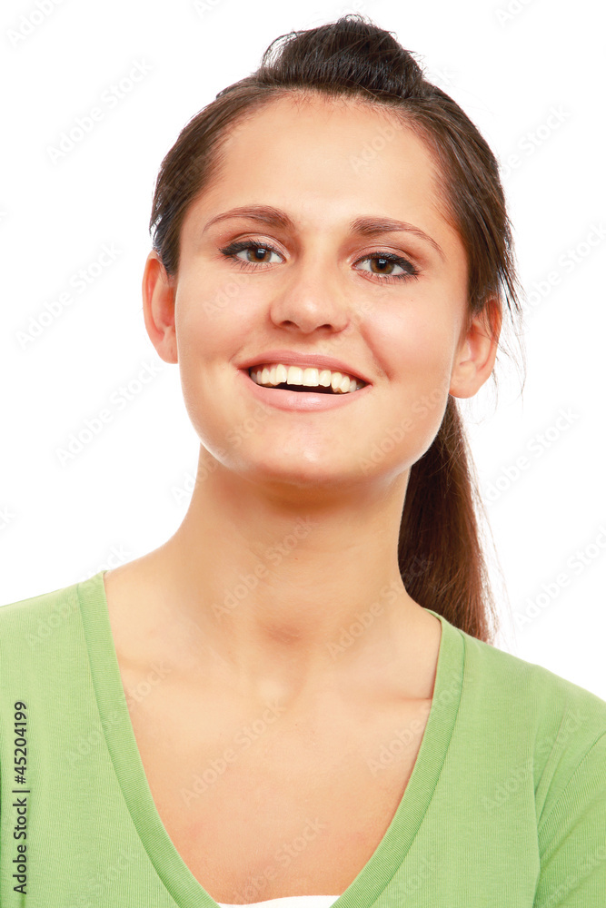 Fototapeta premium Closeup portrait of a young college girl