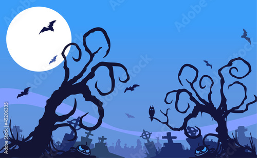 blue cemetary halloween