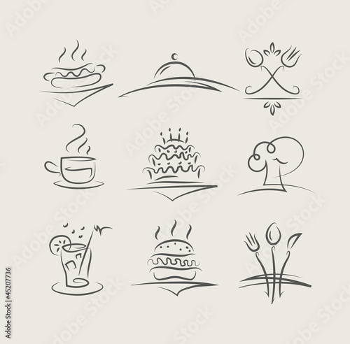 food and utensils set of icons vector illustration