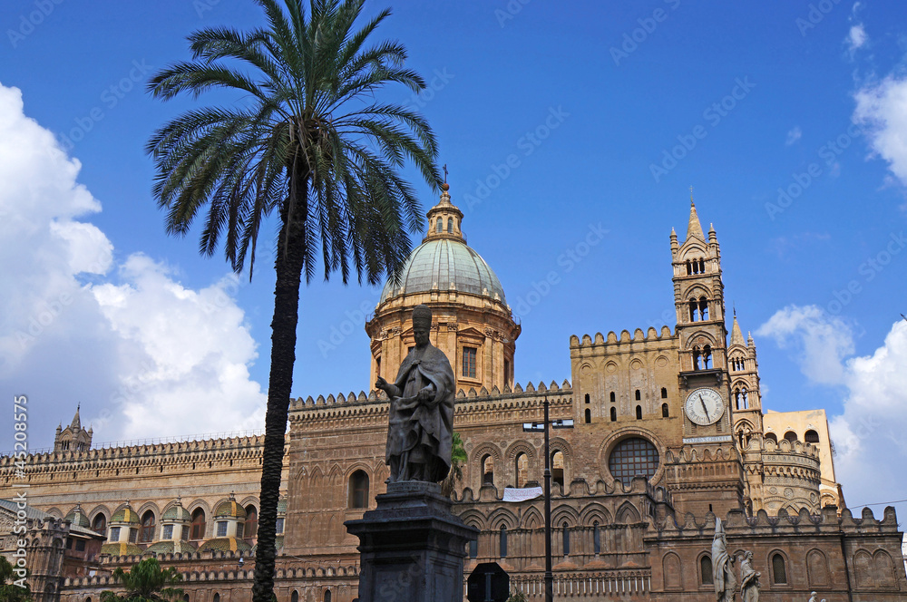 The facade of the cathedral of Palermo in Sicily