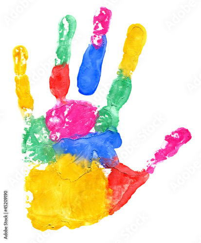 Close up of colored hand print
