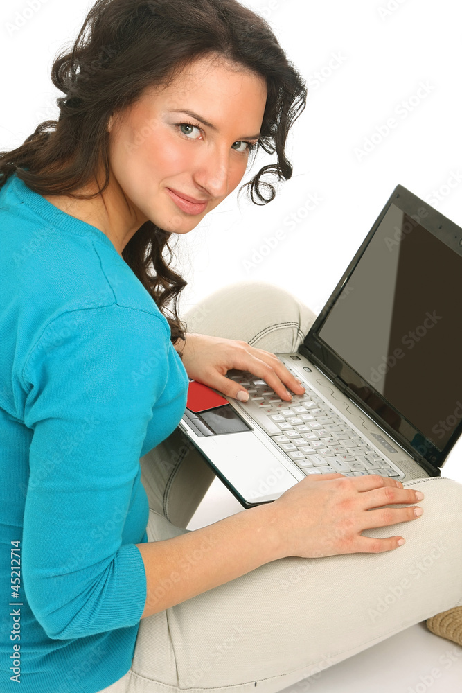 Portrait of beautiful business woman with laptop Portrait of beautiful business woman with laptop