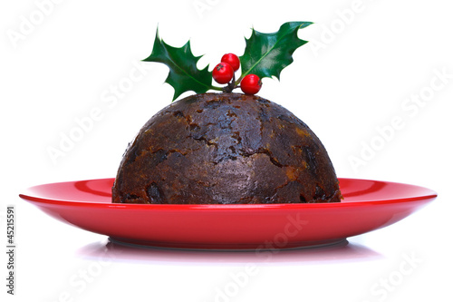 Christmas pudding isolated photo