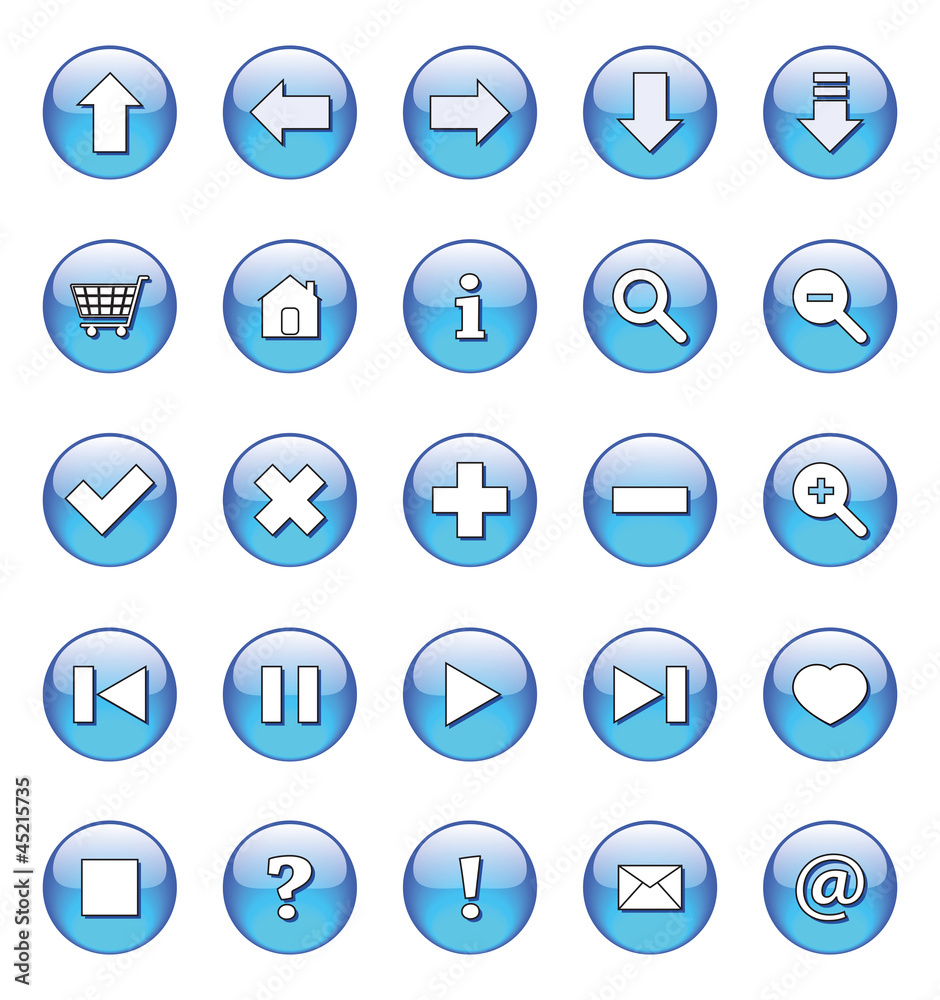 web buttons icons, signs, vector