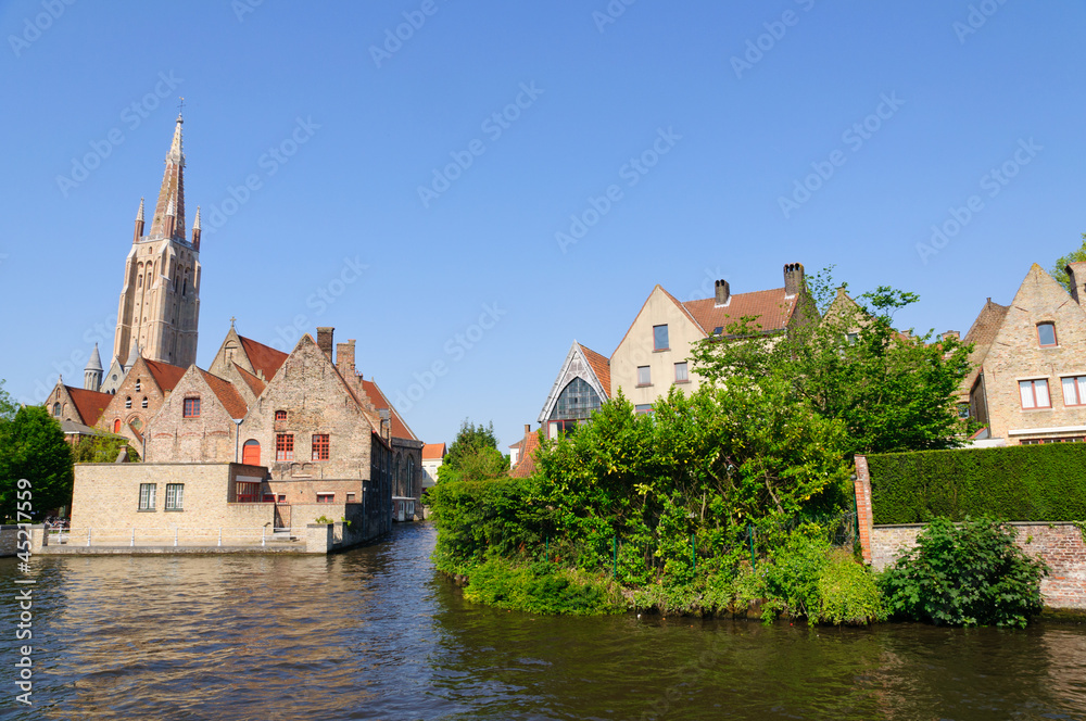 Canals and the St. Salvator's Cathedral in Bruges, Belgium