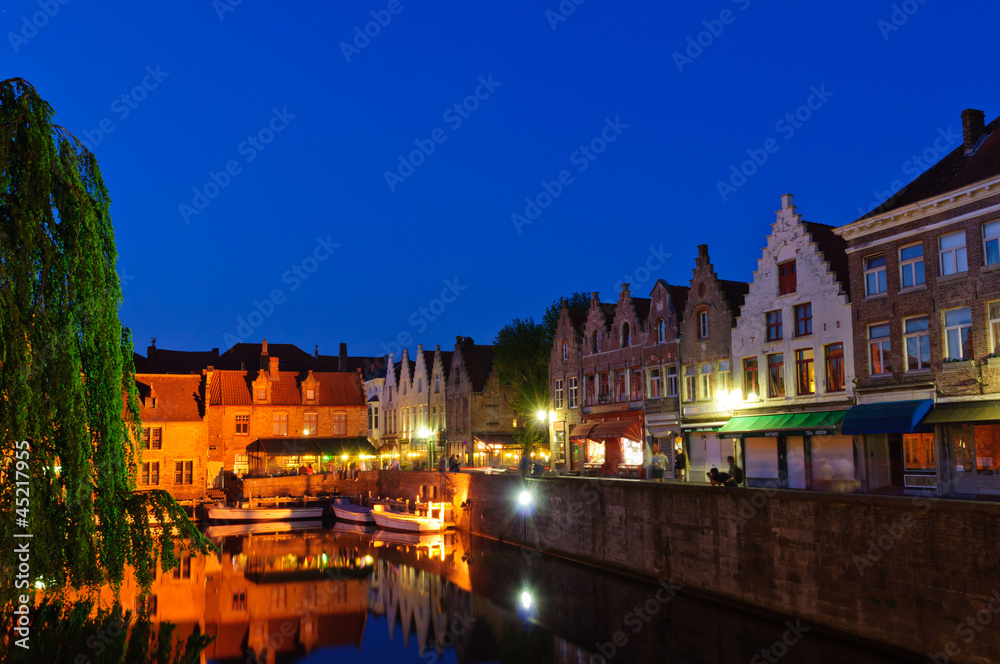 Old Town of Bruges at dusk