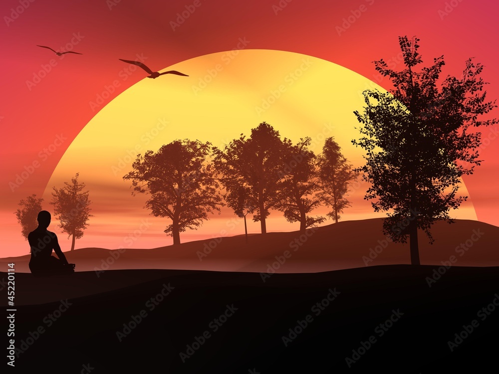 Meditation in the nature by sunset Meditation in the nature by sunset