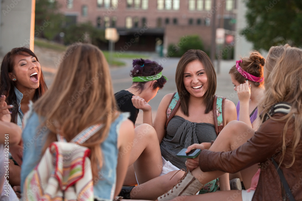 Female Students Laughing Together Female Students Laughing Together