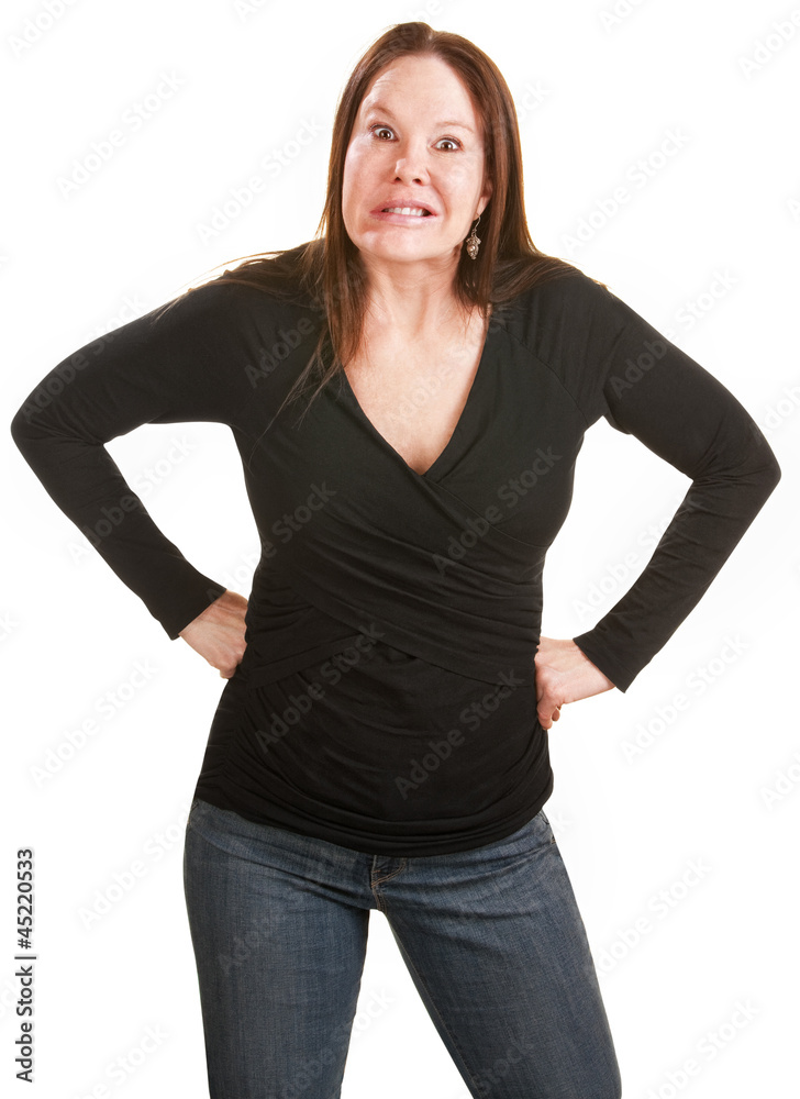 Obraz premium Frustrated Lady with Hands on Hips